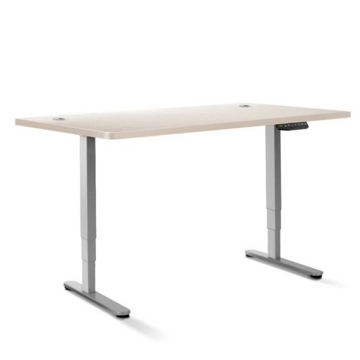 Electric Motorised Height Adjustable Standing Desk - Grey Frame with 160cm White Oak Top