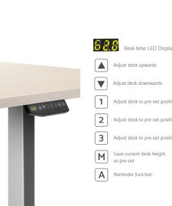 Electric Motorised Height Adjustable Standing Desk - Grey Frame with 160cm White Oak Top