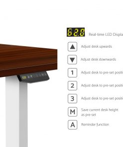 Electric Motorised Height Adjustable Standing Desk - White Frame with 160cm Walnut Top