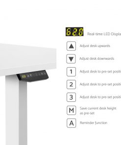 Artiss Height Adjustable Standing Desk Sit Stand Motorised Electric Roskos III White