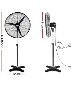Devanti Adjustable Industrial Standing Fan - Black