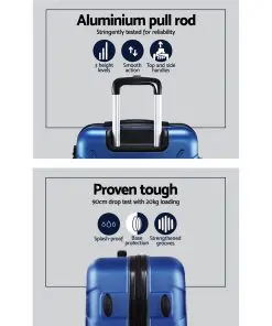 Wanderlite 2PCS Carry On Luggage Sets Suitcase TSA Travel Hard Case Lightweight Blue