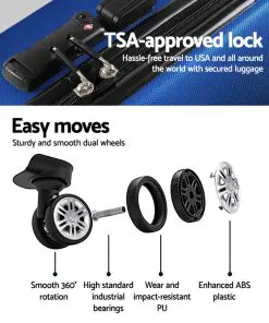 Wanderlite 2PCS Carry On Luggage Sets Suitcase TSA Travel Hard Case Lightweight Blue