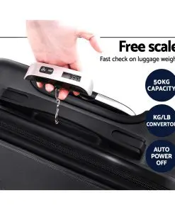 Wanderlite 3PCS Carry On Luggage Sets Suitcase TSA Travel Hard Case Lightweight Black