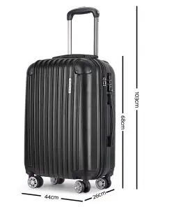 Wanderlite 3 Piece Lightweight Hard Suit Case Luggage Black