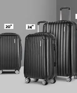 Wanderlite 3pc Luggage Sets Suitcases Set Travel Hard Case Lightweight Black
