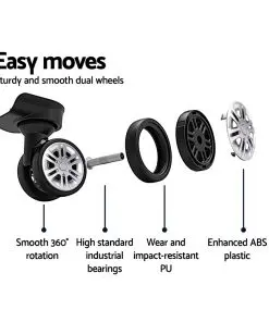 Wanderlite 3pc Luggage Sets Suitcases Set Travel Hard Case Lightweight Black