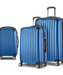 Wanderlite 3pc Luggage Sets Suitcases Set Travel Hard Case Lightweight Blue