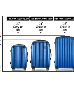 Wanderlite 3pc Luggage Sets Suitcases Set Travel Hard Case Lightweight Blue