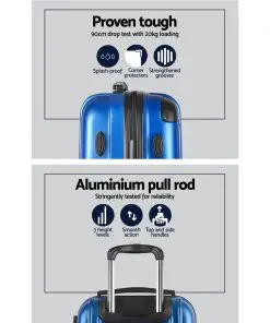 Wanderlite 3pc Luggage Sets Suitcases Set Travel Hard Case Lightweight Blue