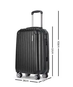 Wanderlite 3 Piece Luggage Suitcase Trolley - Black