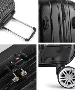 Wanderlite 3 Piece Luggage Suitcase Trolley - Black