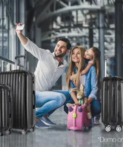 Wanderlite 3 Piece Luggage Suitcase Trolley - Black