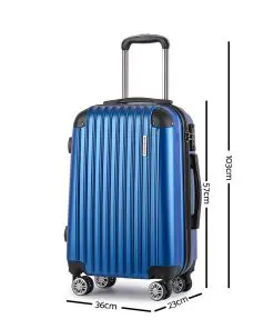 Wanderlite 3 Piece Luggage Suitcase Trolley - Blue