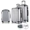Wanderlite 3 Piece Luggage Suitcase Trolley – Silver