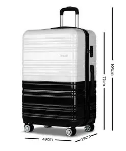 Wanderlite Lightweight Hard Suit Case Luggage Black & White