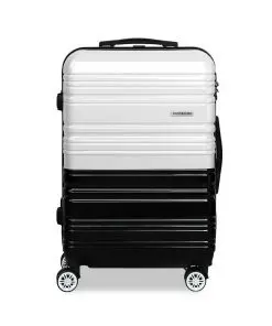 Wanderlite Lightweight Hard Suit Case Luggage Black & White