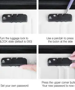 Wanderlite Lightweight Hard Suit Case Luggage Black & White