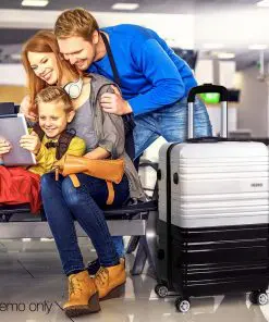 Wanderlite Lightweight Hard Suit Case Luggage Black & White