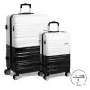 Wanderlite 2 Piece Lightweight Hard Suit Case Luggage Black & White Wanderlite 2 Piece Lightweight Hard Suit Case Luggage Black & White
