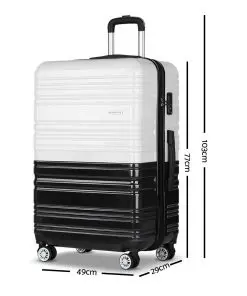 Wanderlite 2 Piece Lightweight Hard Suit Case Luggage Black & White