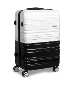 Wanderlite 2 Piece Lightweight Hard Suit Case Luggage Black & White