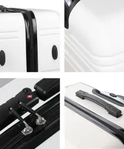 Wanderlite 2 Piece Lightweight Hard Suit Case Luggage Black & White