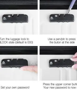 Wanderlite 2 Piece Lightweight Hard Suit Case Luggage Black & White