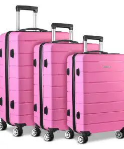 Wanderlite 3PC Luggage Suitcase Trolley - Pink