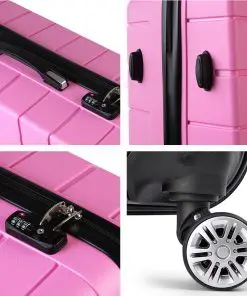 Wanderlite 3PC Luggage Suitcase Trolley - Pink