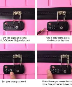 Wanderlite 3PC Luggage Suitcase Trolley - Pink