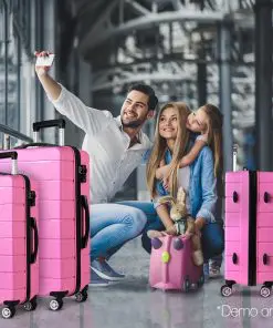 Wanderlite 3PC Luggage Suitcase Trolley - Pink