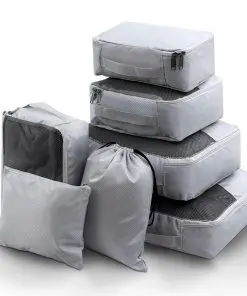 Wanderlite 7PCS Grey Luggage Organiser Suitcase Sets Travel Packing Cubes Pouch Bag