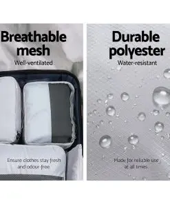 Wanderlite 7PCS Grey Luggage Organiser Suitcase Sets Travel Packing Cubes Pouch Bag