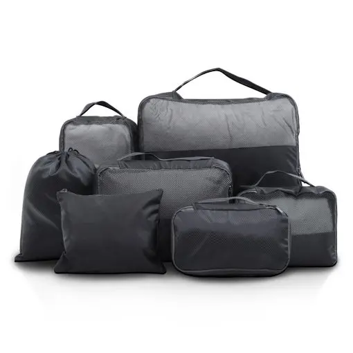 Wanderlite 7PCS Dark Grey Packing Cubes Travel Luggage Organiser Suitcase Storage Bag