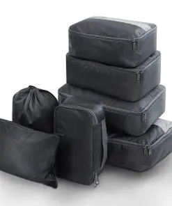 Wanderlite 7PCS Dark Grey Packing Cubes Travel Luggage Organiser Suitcase Storage Bag