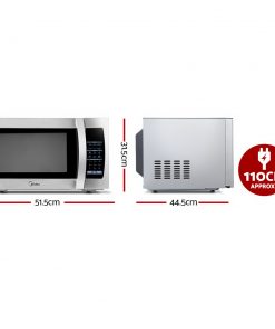 Midea 34L 1100W Electric Digital Solo Microwave Oven Kitchen Silver