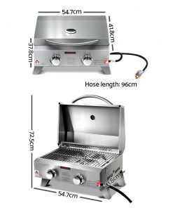 Grillz Portable 2 Burner Gas BBQ
