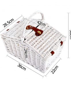 Alfresco 2 Person Picnic Basket Baskets White Deluxe Outdoor Corporate Blanket Park