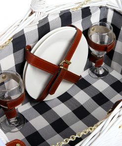 Alfresco 2 Person Picnic Basket Baskets White Deluxe Outdoor Corporate Blanket Park