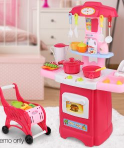 Keezi Kids Kitchen and Trolley Playset - Red