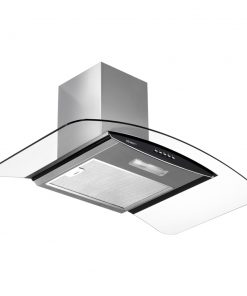 DEVANTi Rangehood 900mm Stainless Steel Curved Glass Wall Mount Range Hood