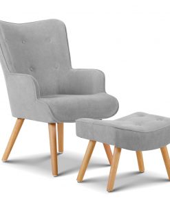 Artiss Armchair and Ottoman - Light Grey