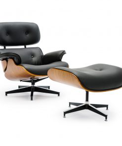 Replica Eames Lounge Chair & Ottoman Black Top Layer Genuine Leather / Walnut Wood