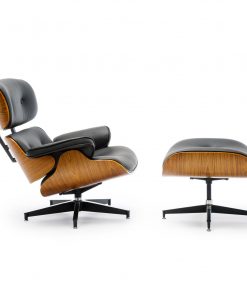 Replica Eames Lounge Chair & Ottoman Black Top Layer Genuine Leather / Walnut Wood