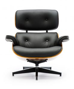 Replica Eames Lounge Chair & Ottoman Black PU Leather / Walnut Wood