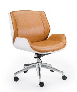 Wooden & PU Leather Office Chair Grosvenor Executive Chair - White