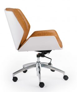 Wooden & PU Leather Office Chair Grosvenor Executive Chair - White