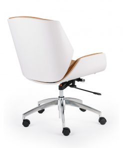 Wooden & PU Leather Office Chair Grosvenor Executive Chair - White