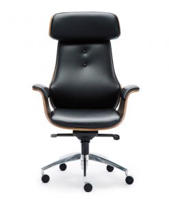 Wooden & PU Leather Office Chair Renaissance Executive Chair - Grey